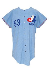 modsloth Vintage Montreal Expos MLB NL Baseball Blue Red White Embroidered Applique #2 Jersey T-Shirt V-Neck Raglan Small/Large Souki Youppi! 70's